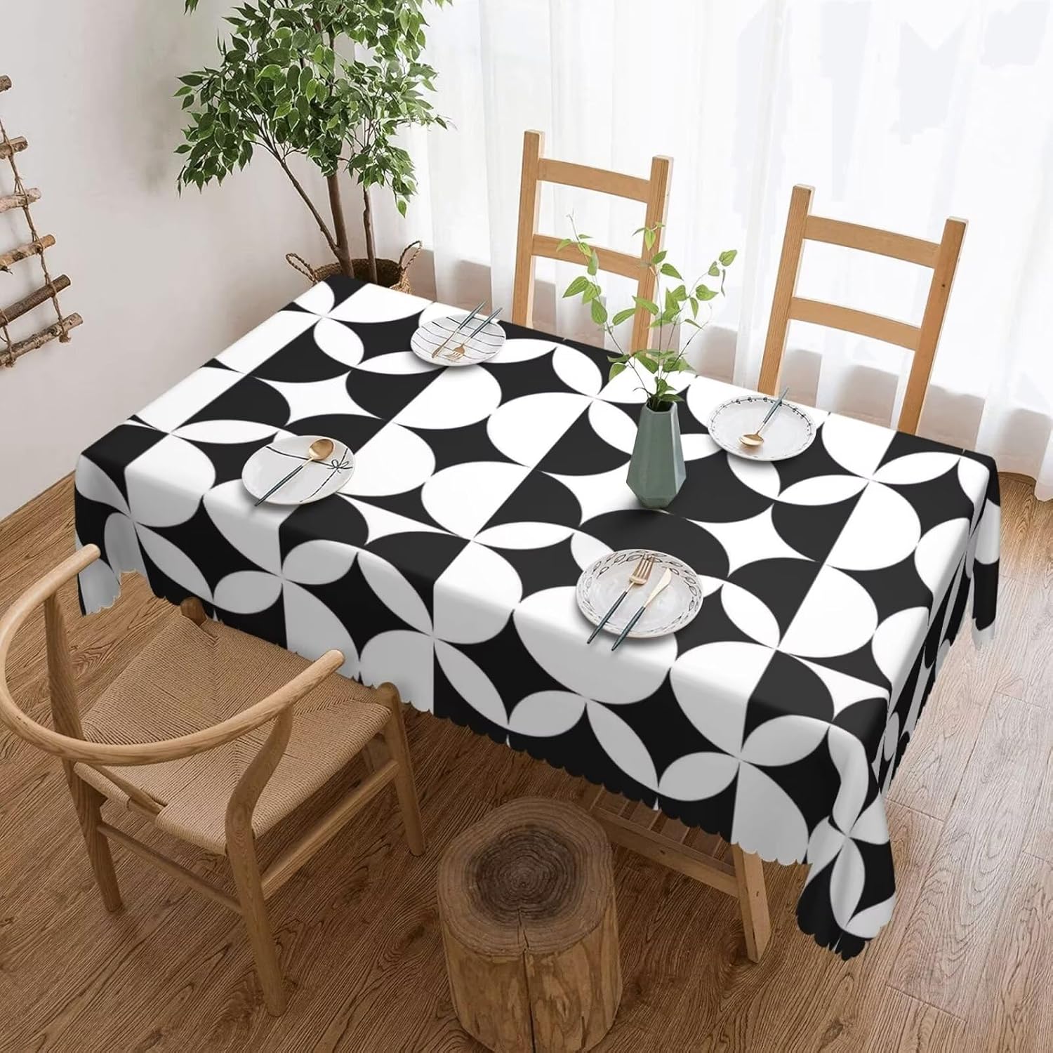 Century Textile & Sewing Supply - Minimalist Mid Century Modern Tablecloth, Premium