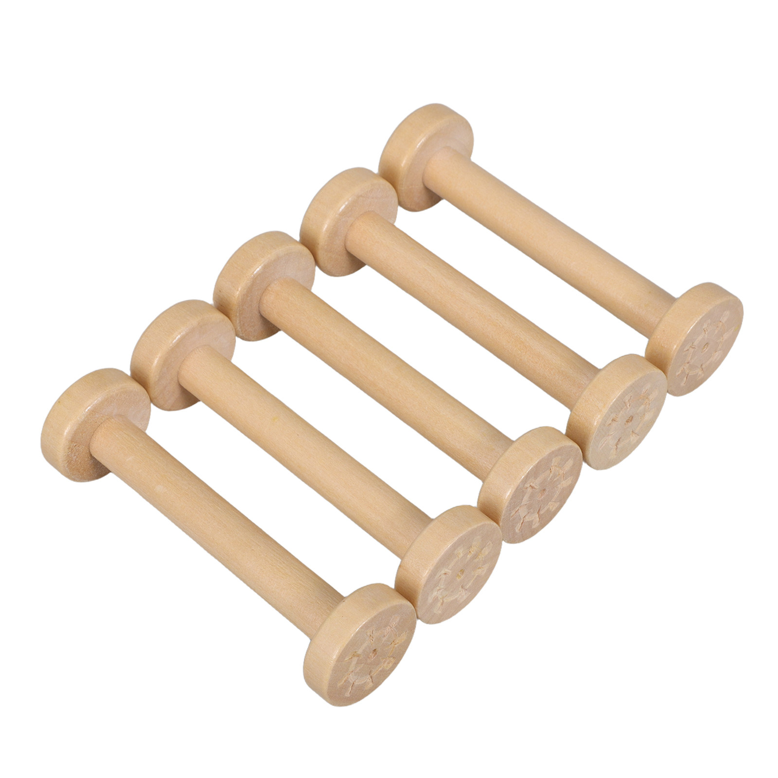 Sewing Textiles - 5Pcs Wooden Spools Natural Vintage Textile