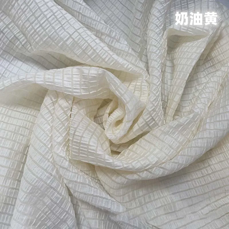 Is Sewing A Textile Craft - Cream Yellow Checkered Fabric Soft Breathable