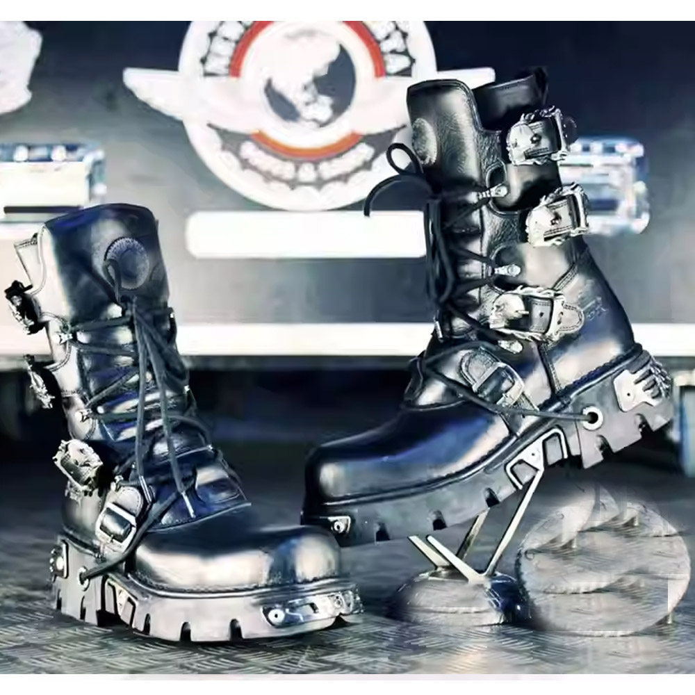 Sewing Zipper - New Men's Punk Motorcycle Boots Metal