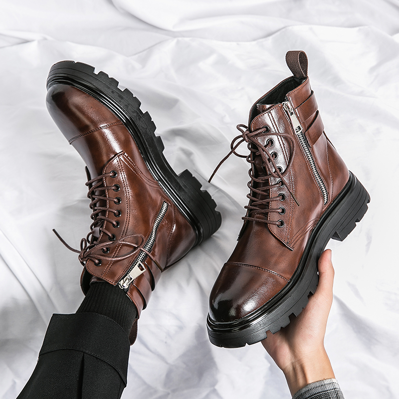 Sewing Zipper - Brand Men's Naked Boots Fashion Simple