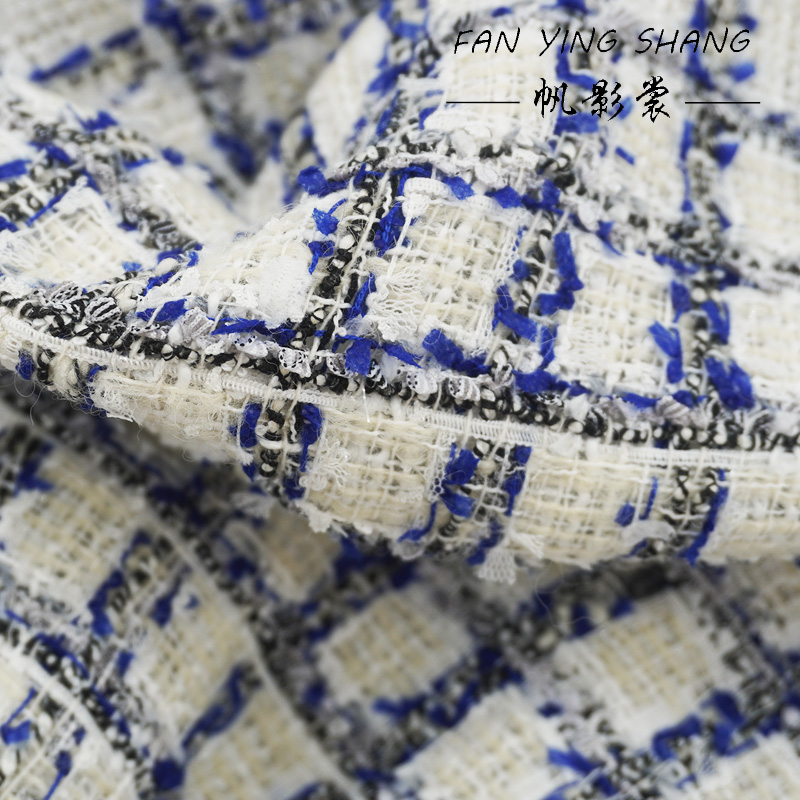 Sewing Tweed - Blue Black Plaid Butterfly Gauze Wool