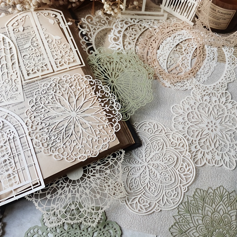 10 pcs Vintage Lace Hollow Mat - Pattern Tissue Paper 评论和价格
