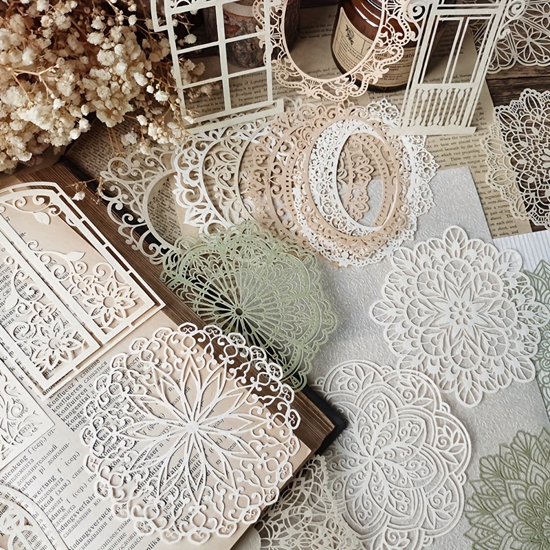 10 pcs Vintage Lace Hollow Mat - Pattern Tissue Paper 评论和价格