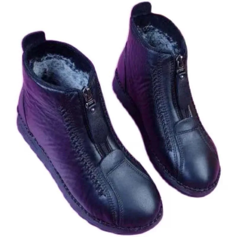 Winter Women Ankle Boots Fashi - Sewing Front Zipper 评论和价格