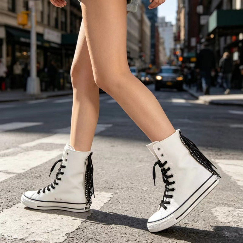 Canvas Shoes Woman New Medium  - Sewing Front Zipper 评论和价格