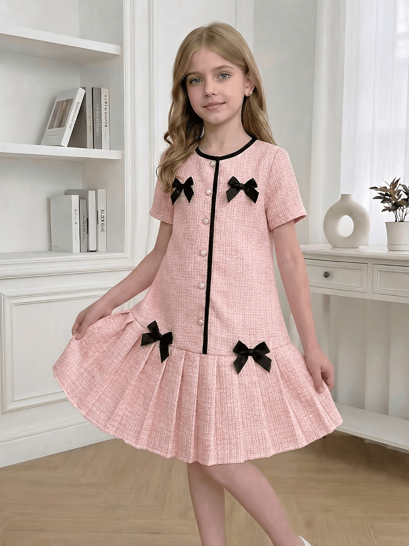 Girls 1-Piece Pink Tweed Dress - Sewing Tweed 评论和价格