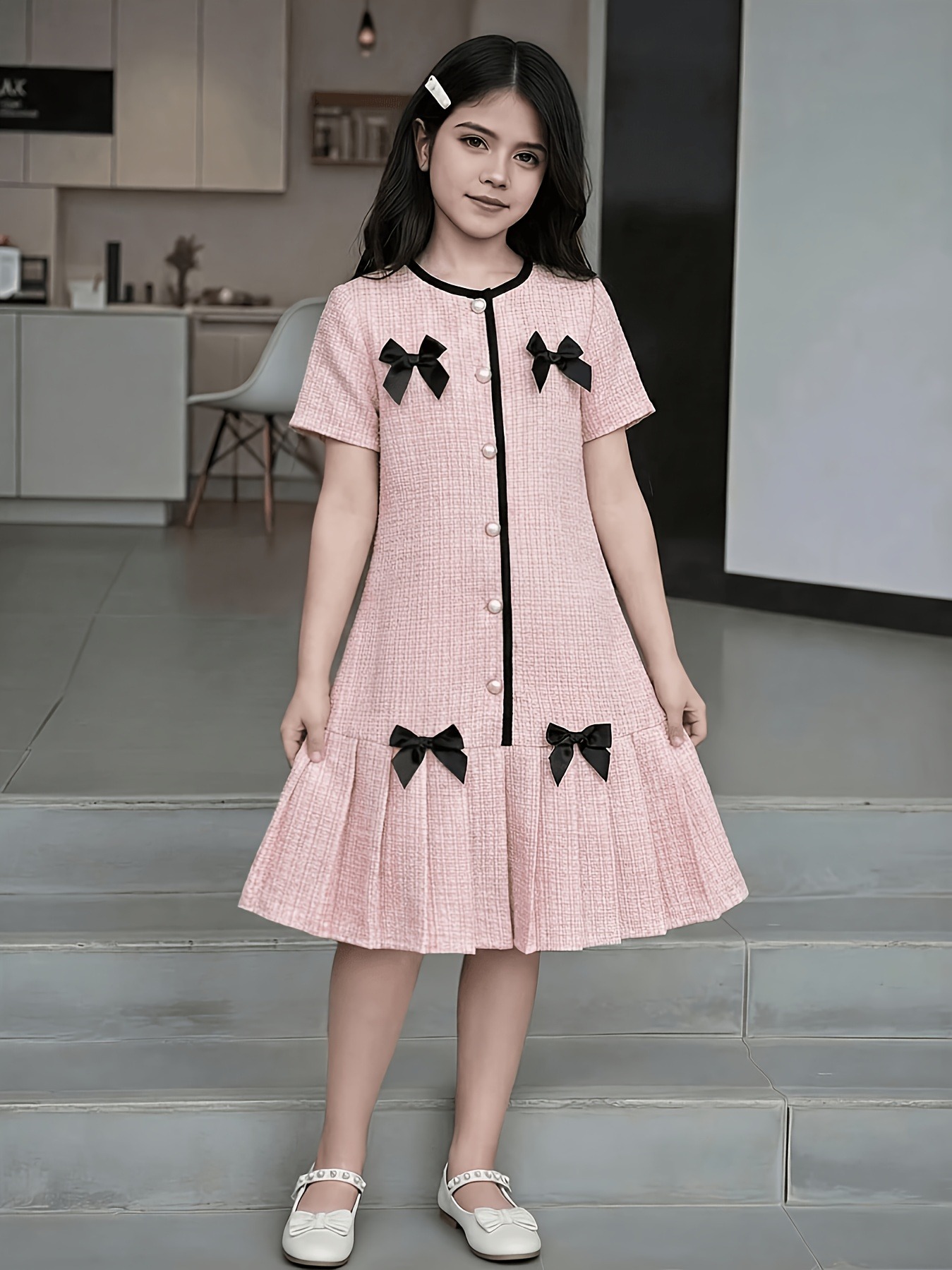 Girls 1-Piece Pink Tweed Dress - Sewing Tweed 评论和价格