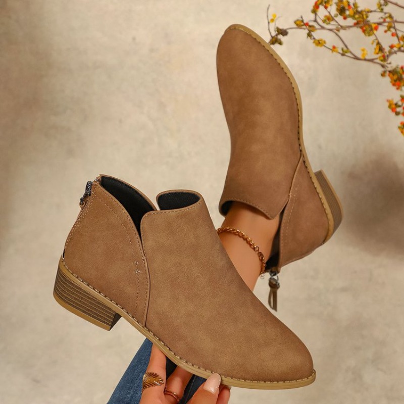 Women's Ankle Boots Round Toe  - Sewing Zipper 评论和价格