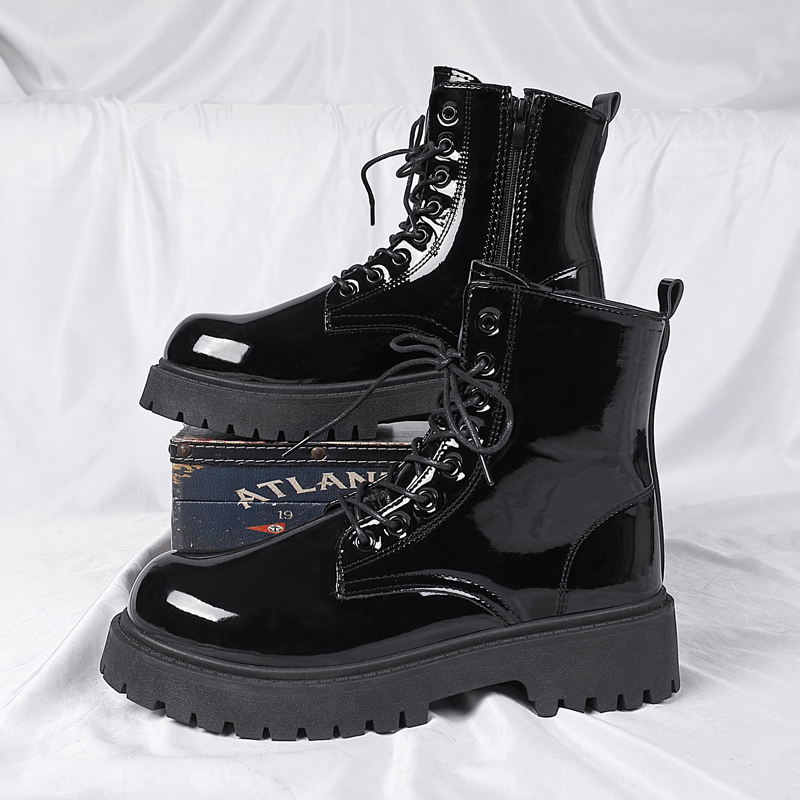 Combat Ankle Boots、Patent Leat - Sewing Zipper 评论和价格