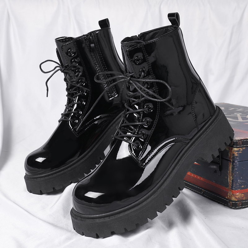 Combat Ankle Boots、Patent Leat - Sewing Zipper 评论和价格