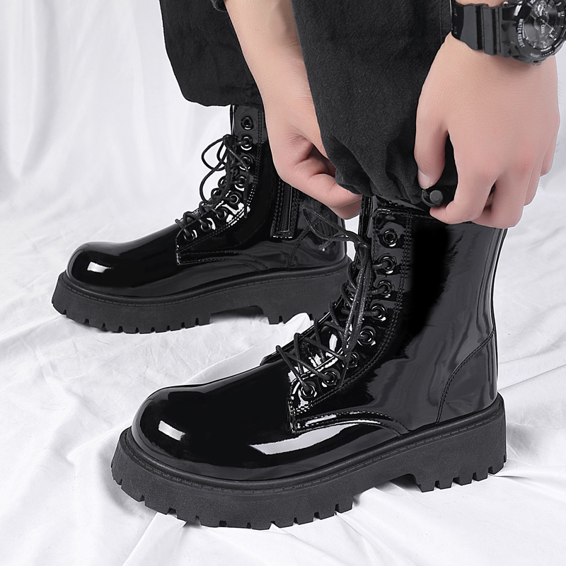 Combat Ankle Boots、Patent Leat - Sewing Zipper 评论和价格