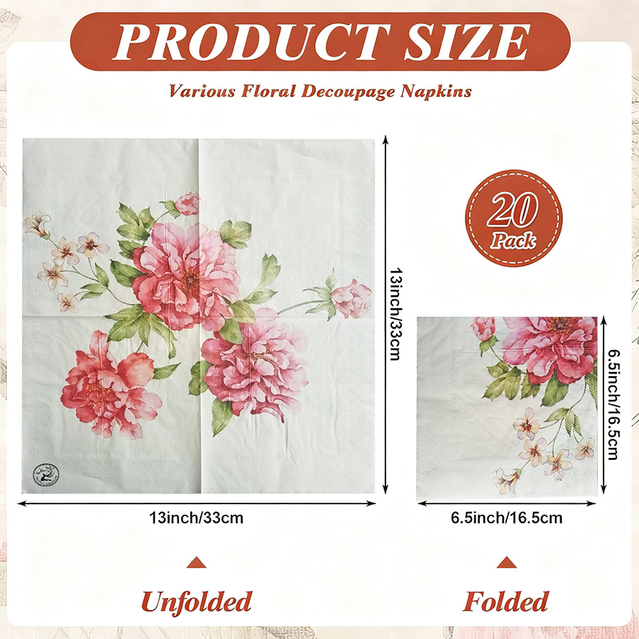 20pcs Assorted Floral Printed  - Pattern Tissue Paper 评论和价格