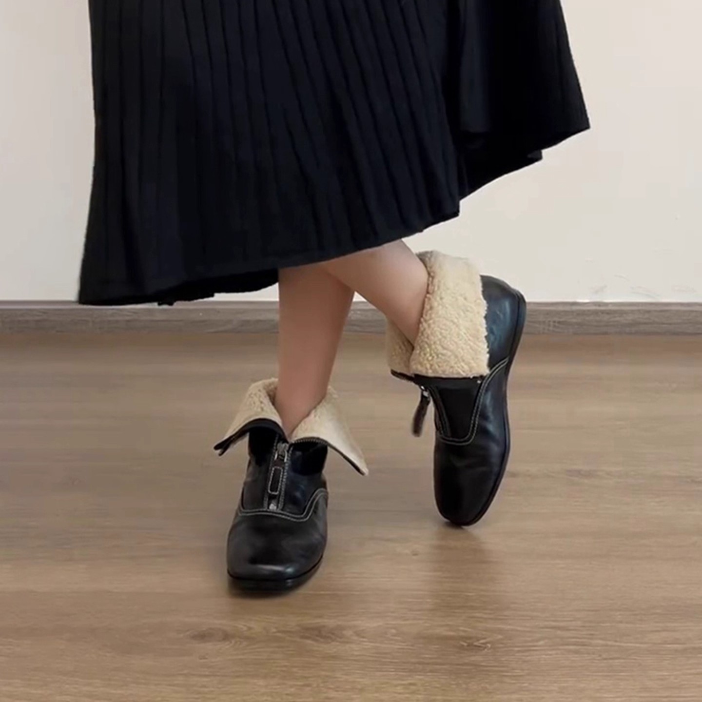 British style retro square toe - Sewing Front Zipper 评论和价格