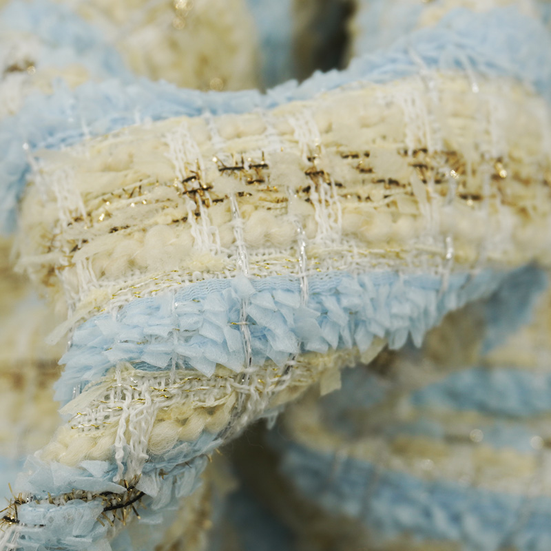 Light Blue Beige Plaid Bouclé  - Sewing Tweed 评论和价格