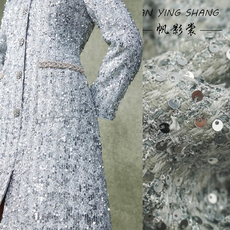 Silver Gray Glitter Sequins Tw - Sewing Tweed 评论和价格