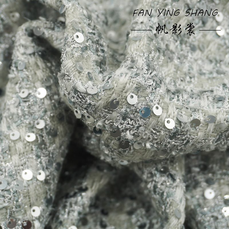 Silver Gray Glitter Sequins Tw - Sewing Tweed 评论和价格