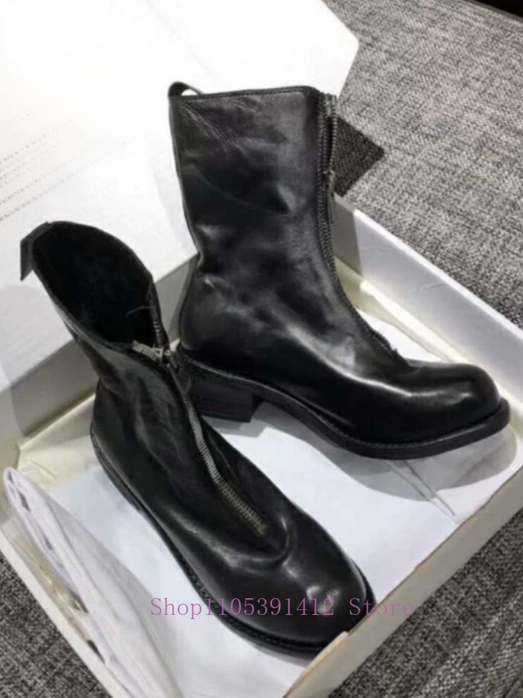 Luxury Men Shoes Genuine Leath - Sewing Front Zipper 评论和价格