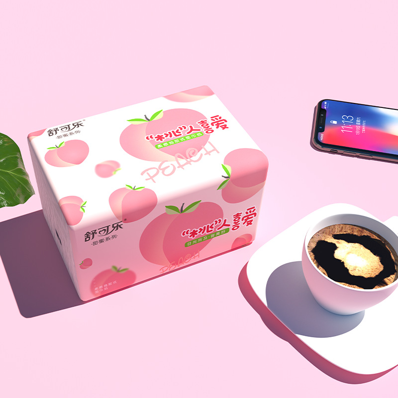 Cute Peach Pattern Facial Tiss - Pattern Tissue Paper 评论和价格