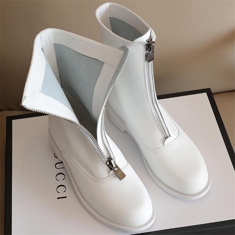 3cm Genuine Leather Trend Fron - Sewing Front Zipper 评论和价格