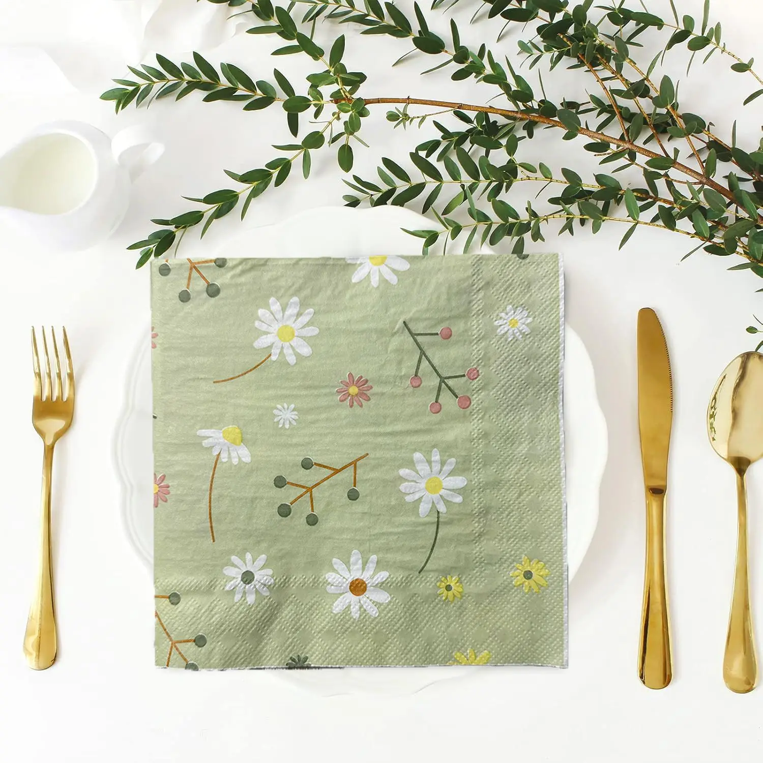 Chamomile Printed Napkin Green - Pattern Tissue Paper 评论和价格
