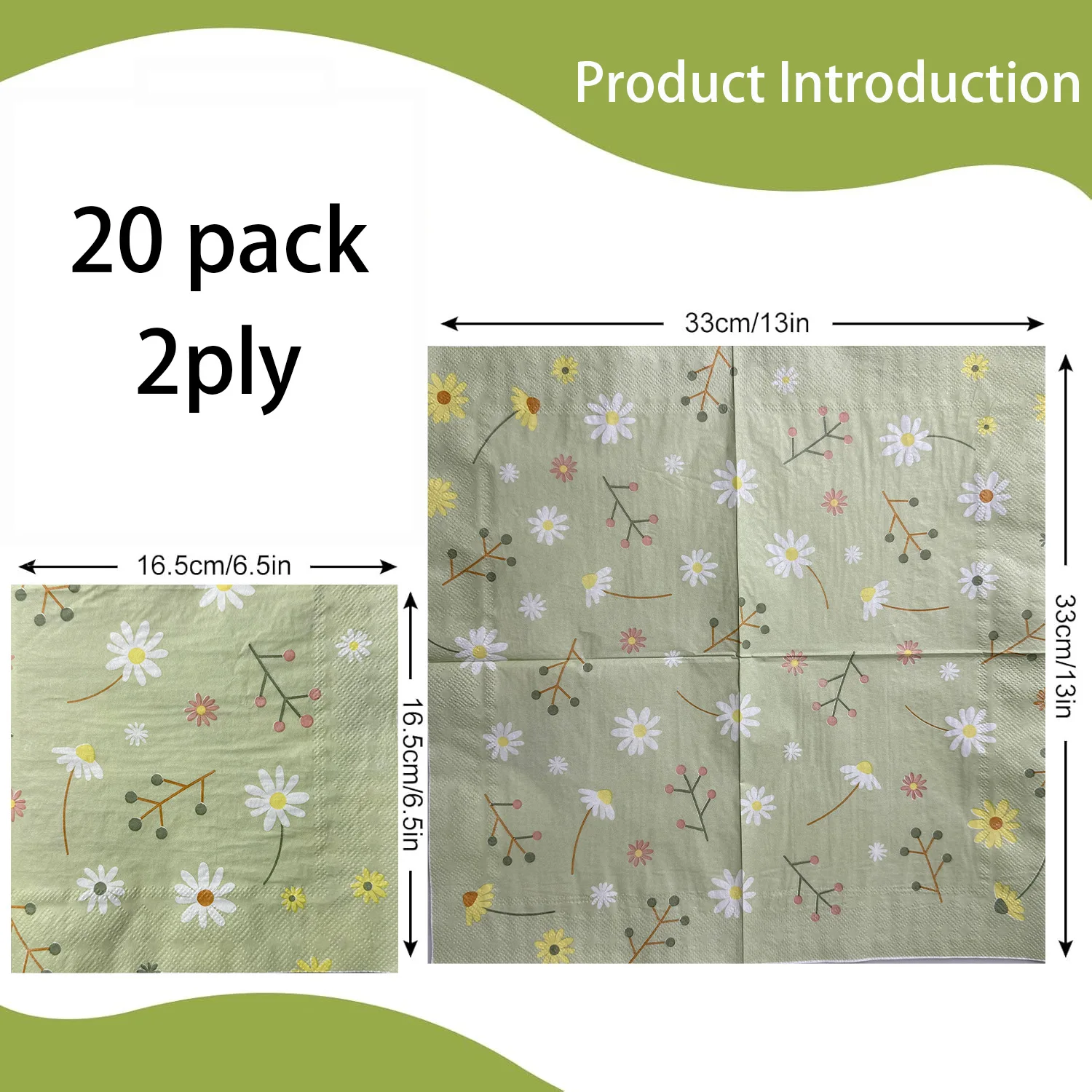 Chamomile Printed Napkin Green - Pattern Tissue Paper 评论和价格