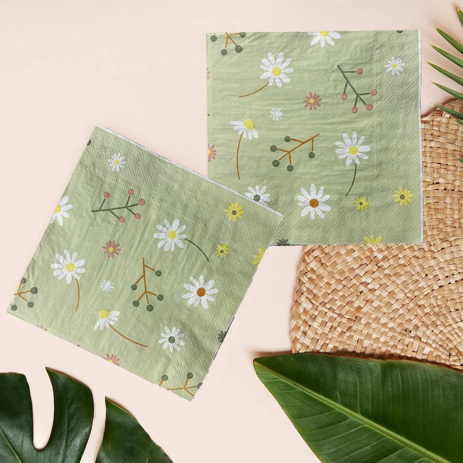 Chamomile Printed Napkin Green - Pattern Tissue Paper 评论和价格