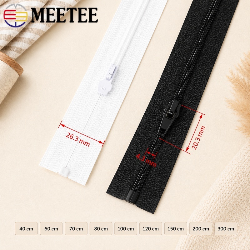 5/10Pcs 40-300cm 3# Nylon Zipp - Sewing Front Zipper 评论和价格